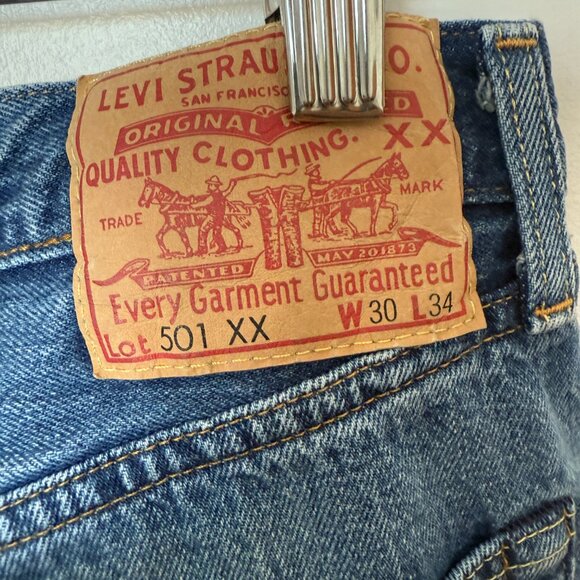 Levis Big E 501 XX Selvedge denim jeans with contrast side hem 30x30 - Picture 3 of 6